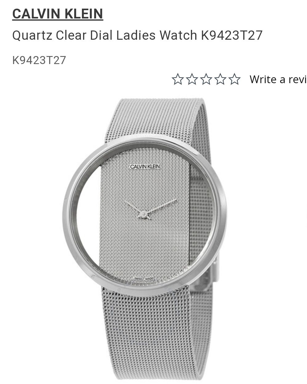 Calvin Klein Glam Mesh Watch Silver K9423T27