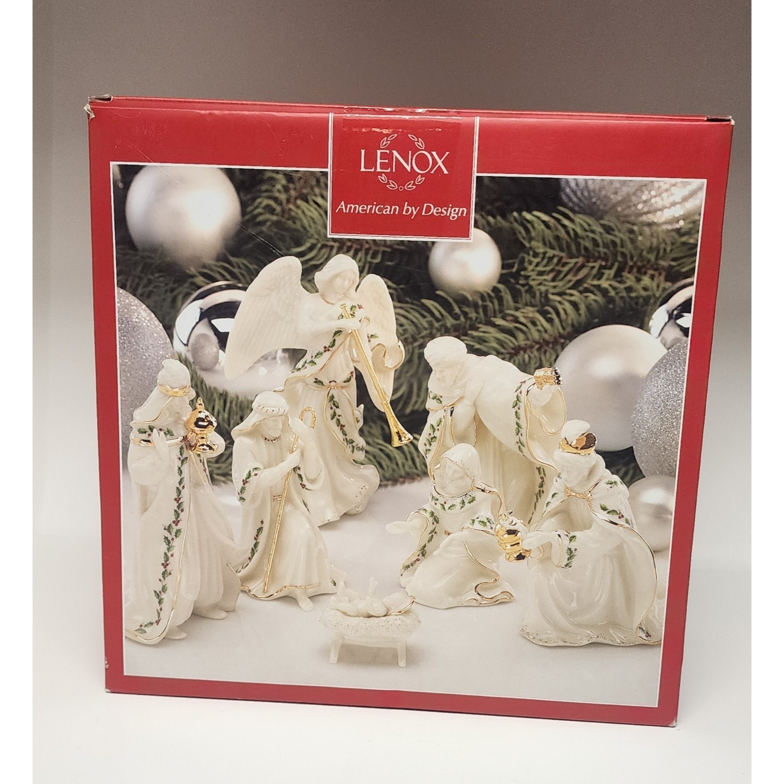 Lenox VTG Holiday 7PC Miniature Nativity Figurine Set Holy Family 3 Kings Angel