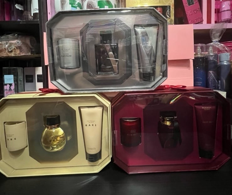 Bundle of 3 Victoria's Secret Platinum 3 Piece Luxe Fragrance Gift Set: 1.7 oz.