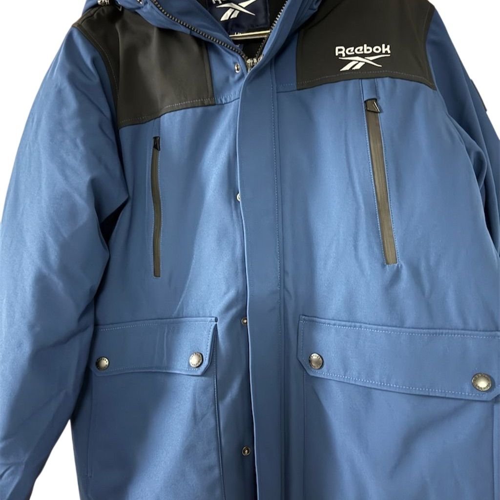 Reebok Men's Winter Coat Blue L Sherpa Lined Hooded Jacket
