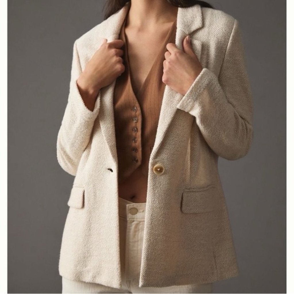 ANTHROPOLGIE | sanctuary bryce knit blazer cream | size m