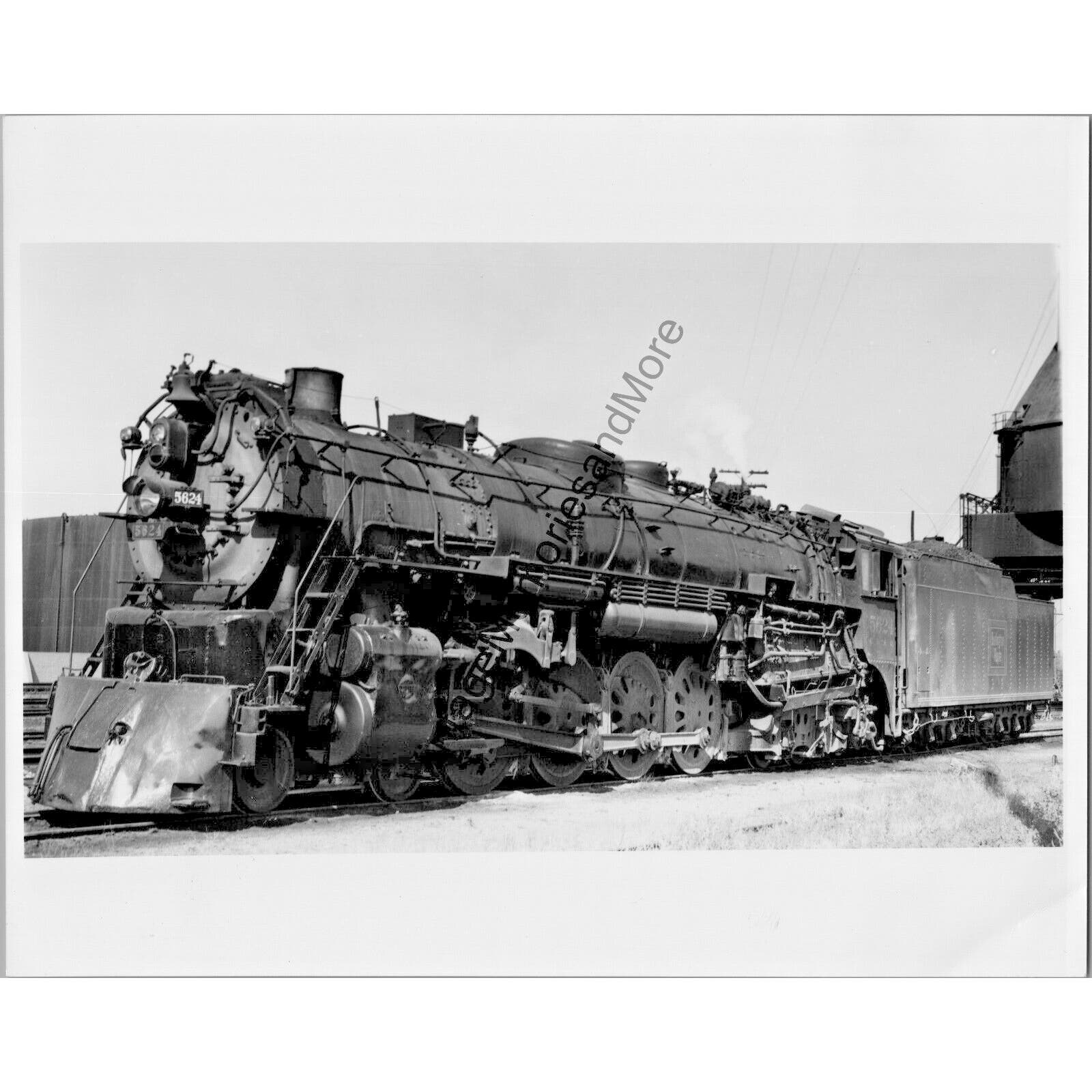 VTG 1955 Burlington Route 5624 Steam Locomotive Galesburg, IL Real Photo T1-64