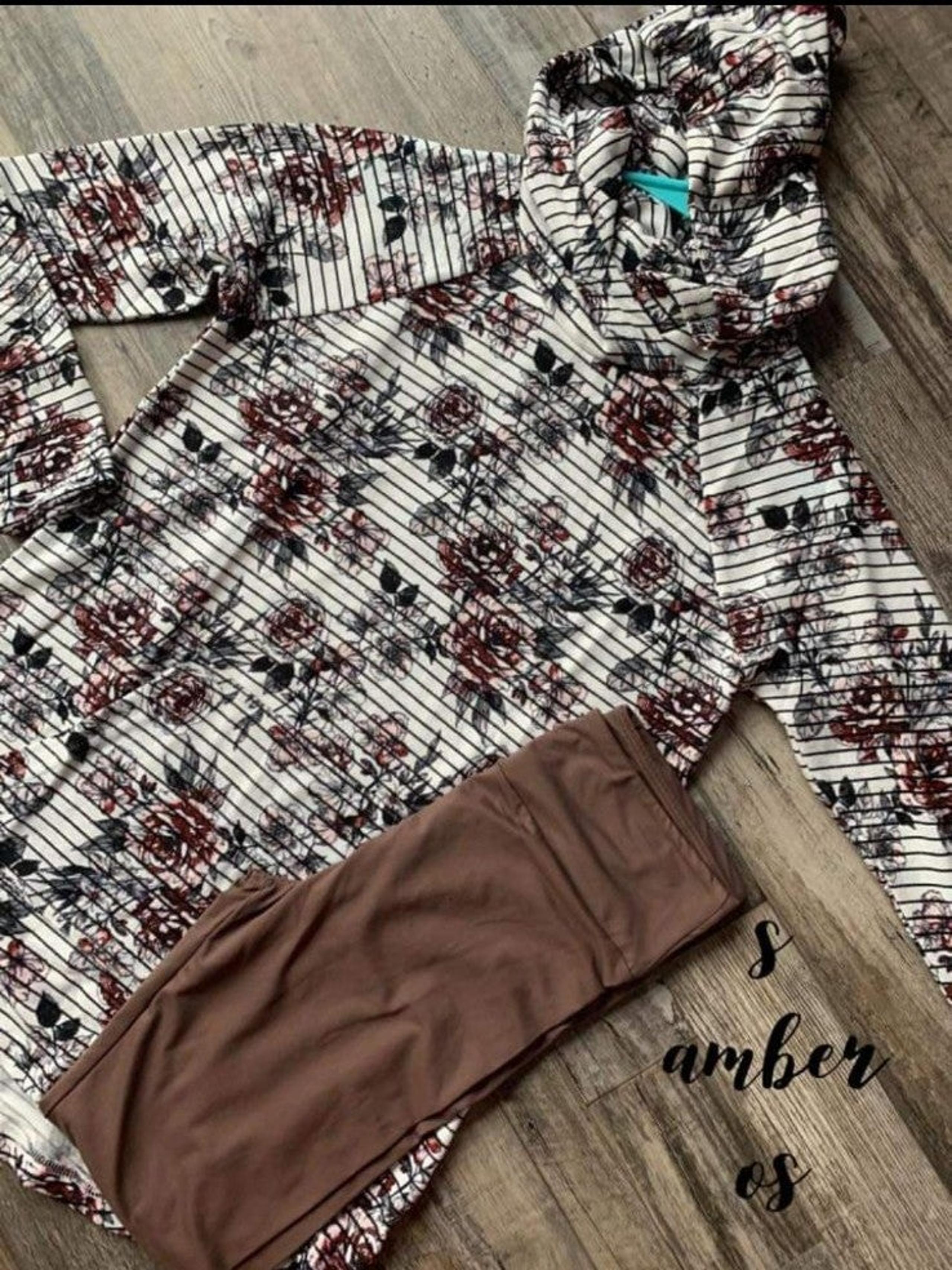 Lularoe Floral Amber Hooded Sweatshirt OS Leggings  New