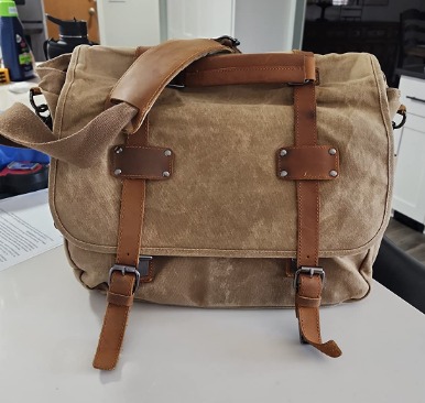 Canvas Messenger Bag for Men, Portable Office with Laptop Case and Trolley Slot