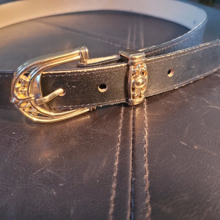 Faux leather black belt