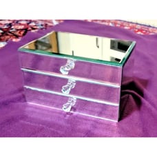Mirror covered Jewelry Box, 3 Drawers