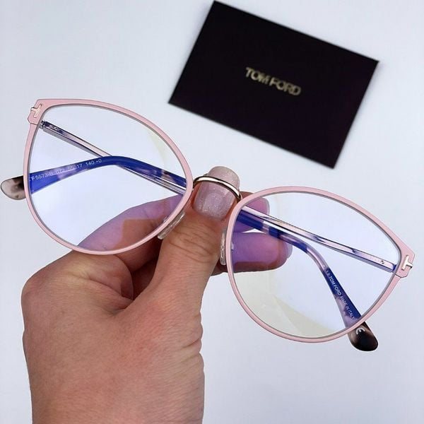TOM FORD FT5573-B 072 BRAND NEW Eyeglasses Pink Rose Blue Block Cat Eye Women