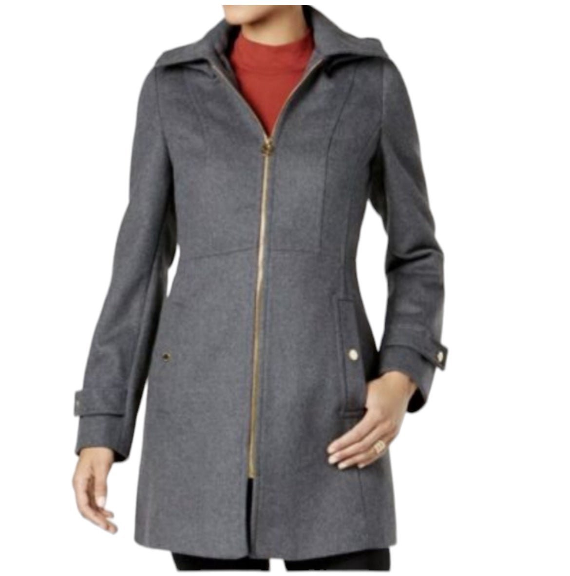 michael michael kors wool blend zip front coat
