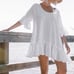 Morton Mac Black Linen Ruffle Hem Mini Dress