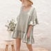 Morton Mac Black Linen Ruffle Hem Mini Dress