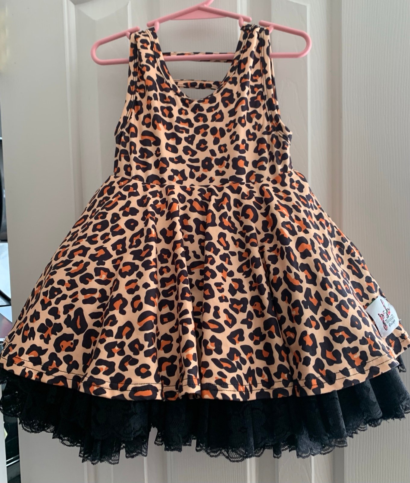 Pipsqueak’s Boutique Animal Print With Black Full Ruffle Formal Dress, Size 4T