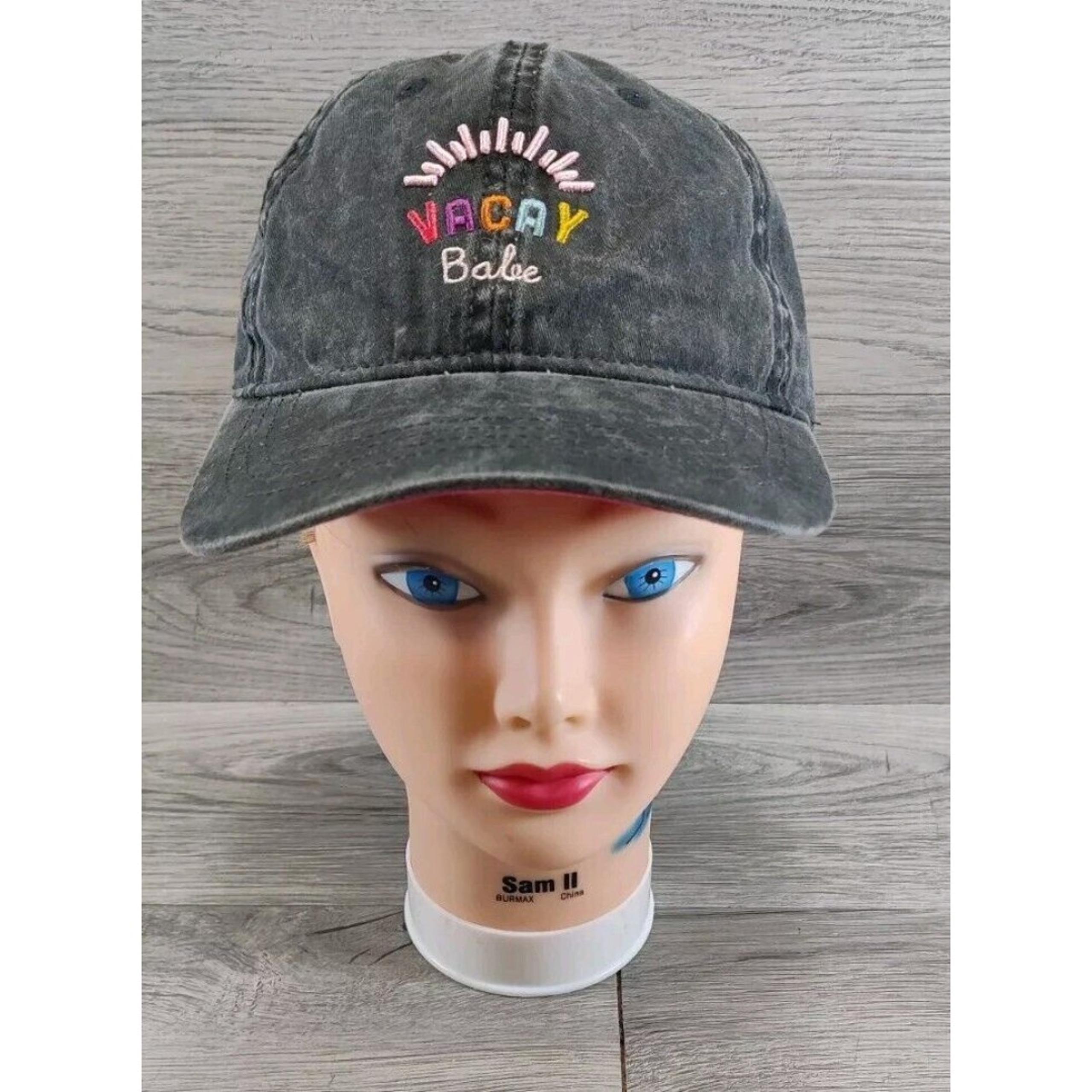 Vacay Babe Gray Ball Cap Hat Adjustable Baseball Hat