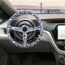 BRAND NEW UNIVERSAL 350MM Skull Graphic Acrylic Deep Dish 6 Holes Steering Wheel