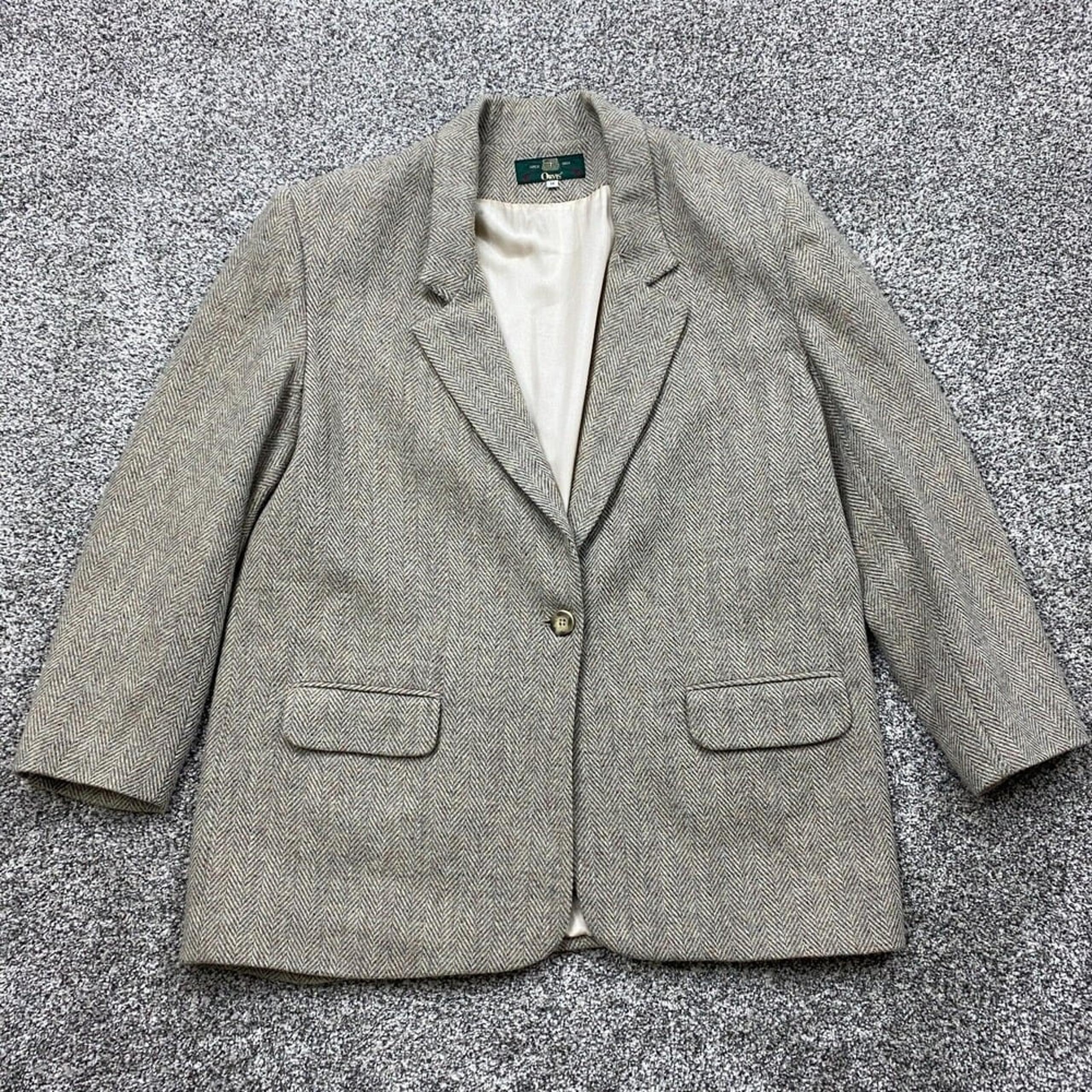 Vintage Orvis Hand Woven 100% Wool Blazer Men 46L Herringbone womens 16