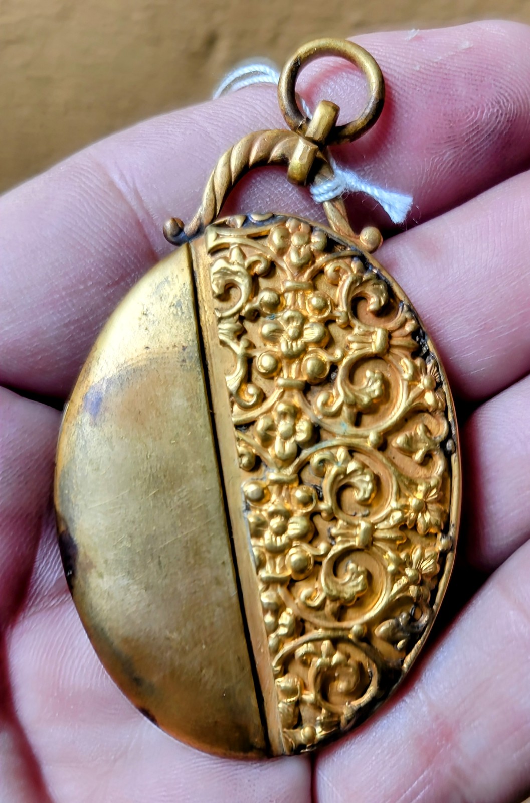 Large Antique Photo Locket Pendant Gold Filled Ornate