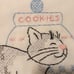 Vintage white hand embroidered cat cookies and milk theme towels