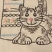 Vintage white hand embroidered cat cookies and milk theme towels