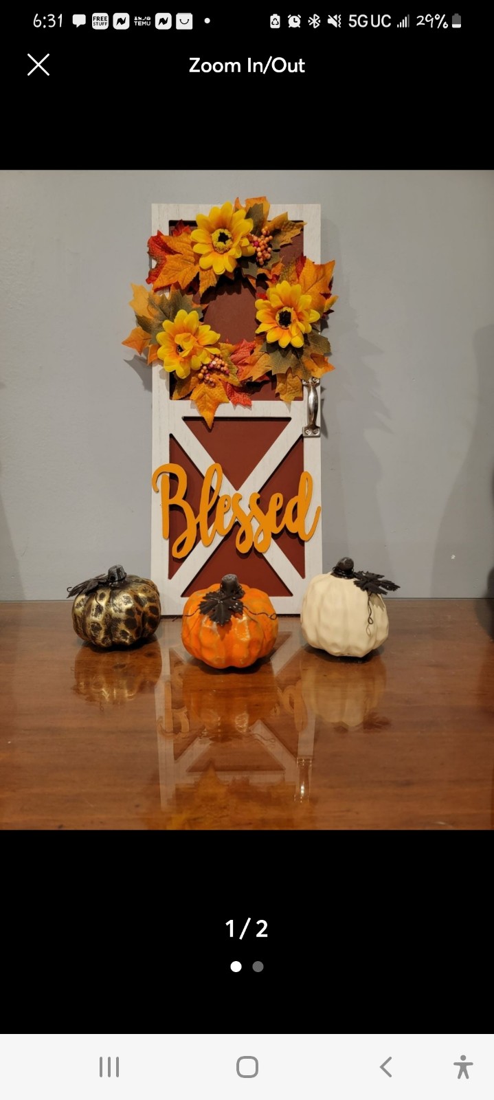 Fall Farmhouse wood home decor with Ceramic Pumpkins