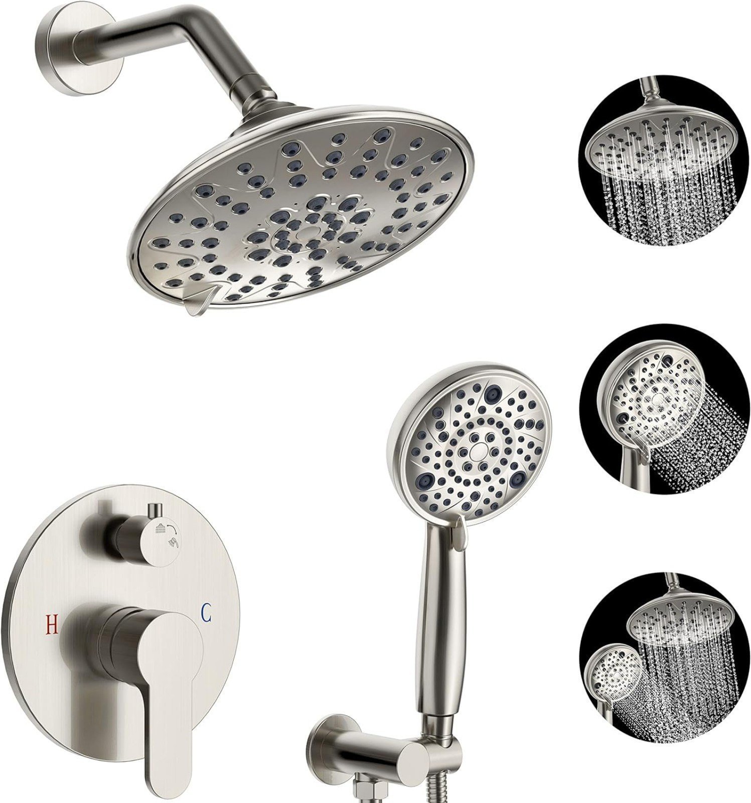EMBATHER Shower System Brushed Nickel Shower Faucets Sets Rainfall Shower System