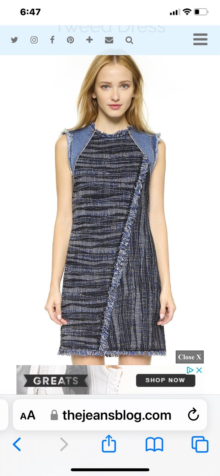 Rebecca Taylor Boho Tweed and Denim Dress Size 2