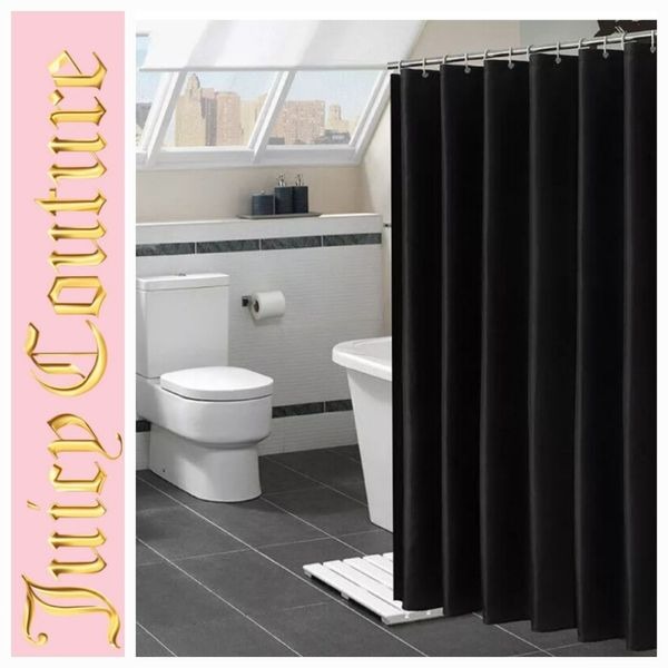 Juicy Couture Home Ditsy Dot Water Repellent Shower Curtain Liner- Black