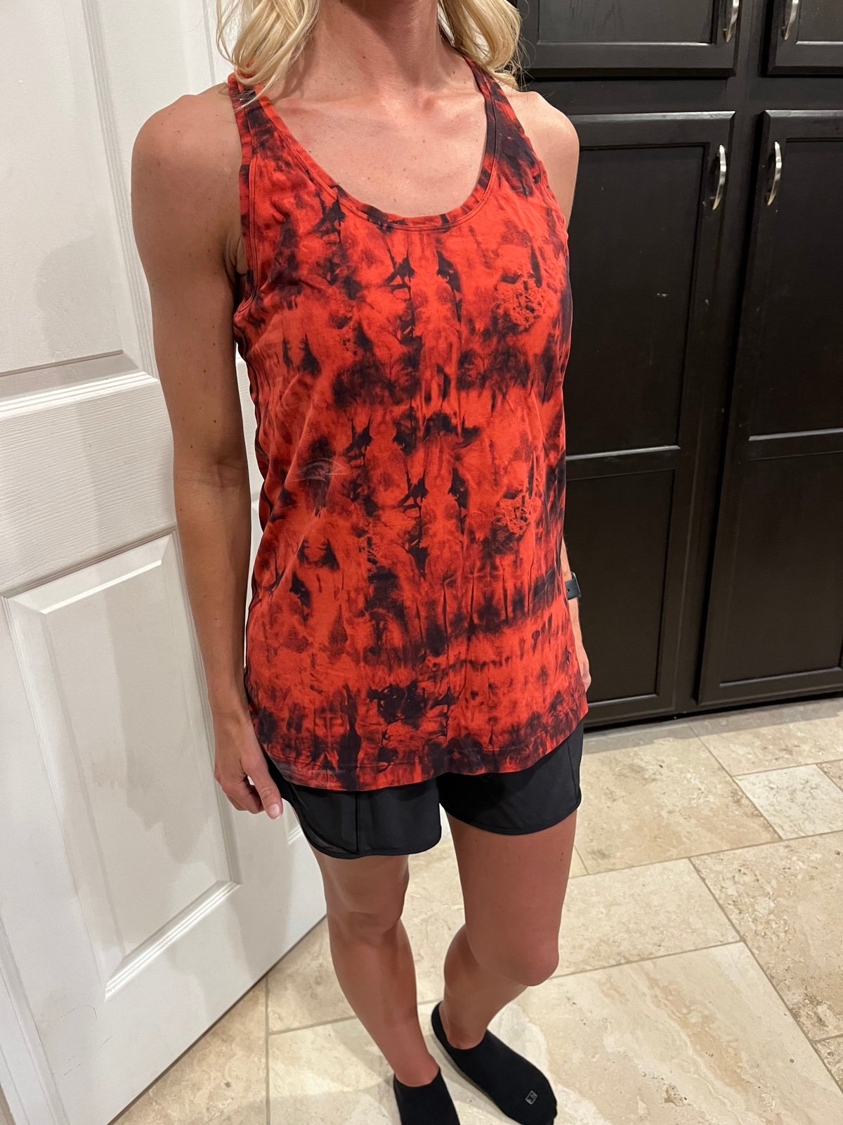 Lululemon Cool Racerback Nulu Tank Top Tie Dye Red & Black Women Size Large