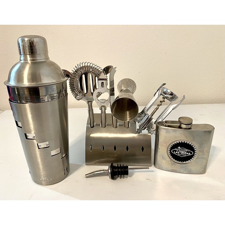 Stainless Steel Bartender Kit 11 Piece Cocktail Maker Shaker Flask Tools For Bar