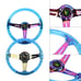 New JDM Universal 6-Hole 350mm Deep Dish Blue Crystal Bubble Steering Wheel