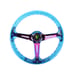 New JDM Universal 6-Hole 350mm Deep Dish Blue Crystal Bubble Steering Wheel