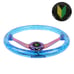 New JDM Universal 6-Hole 350mm Deep Dish Blue Crystal Bubble Steering Wheel