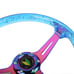 New JDM Universal 6-Hole 350mm Deep Dish Blue Crystal Bubble Steering Wheel