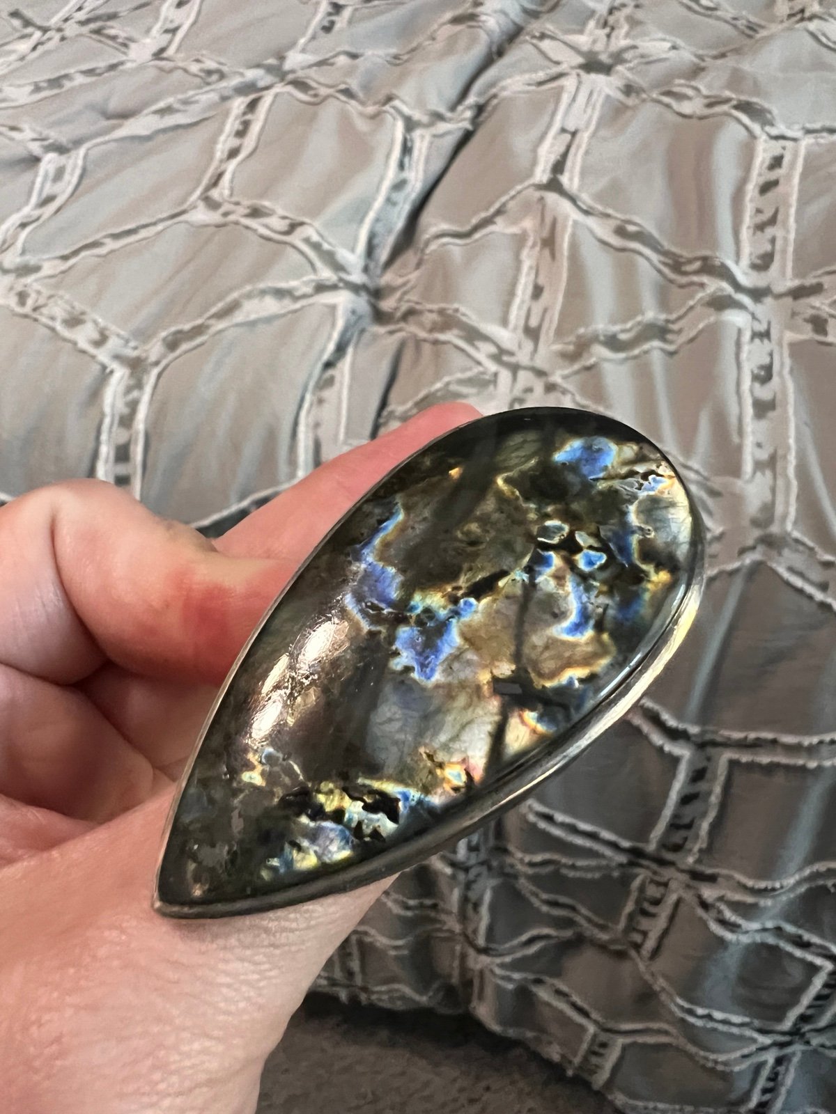 stunning Statement labradorite adjustable sterling silver ring