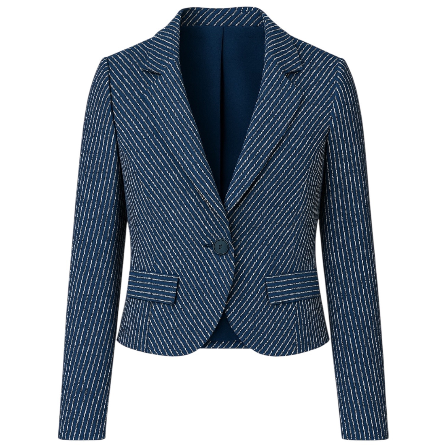 Ryegrass Women's Plus Size 22W Navy Striped Button Jacket Career Travel