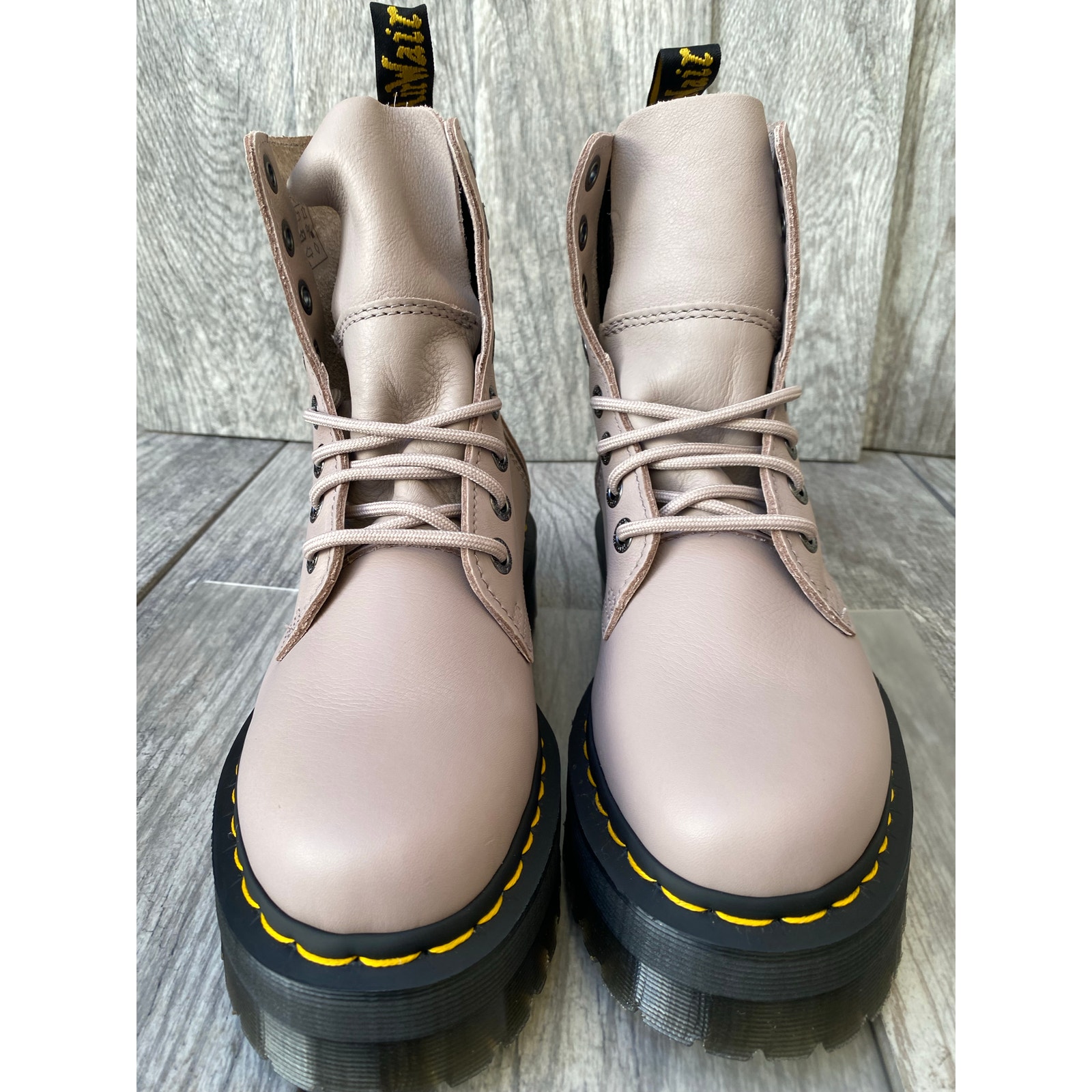 Dr. Martens Jadon 111 Platform Boots – Vintage Taupe Leather, Women’s Size 8 US