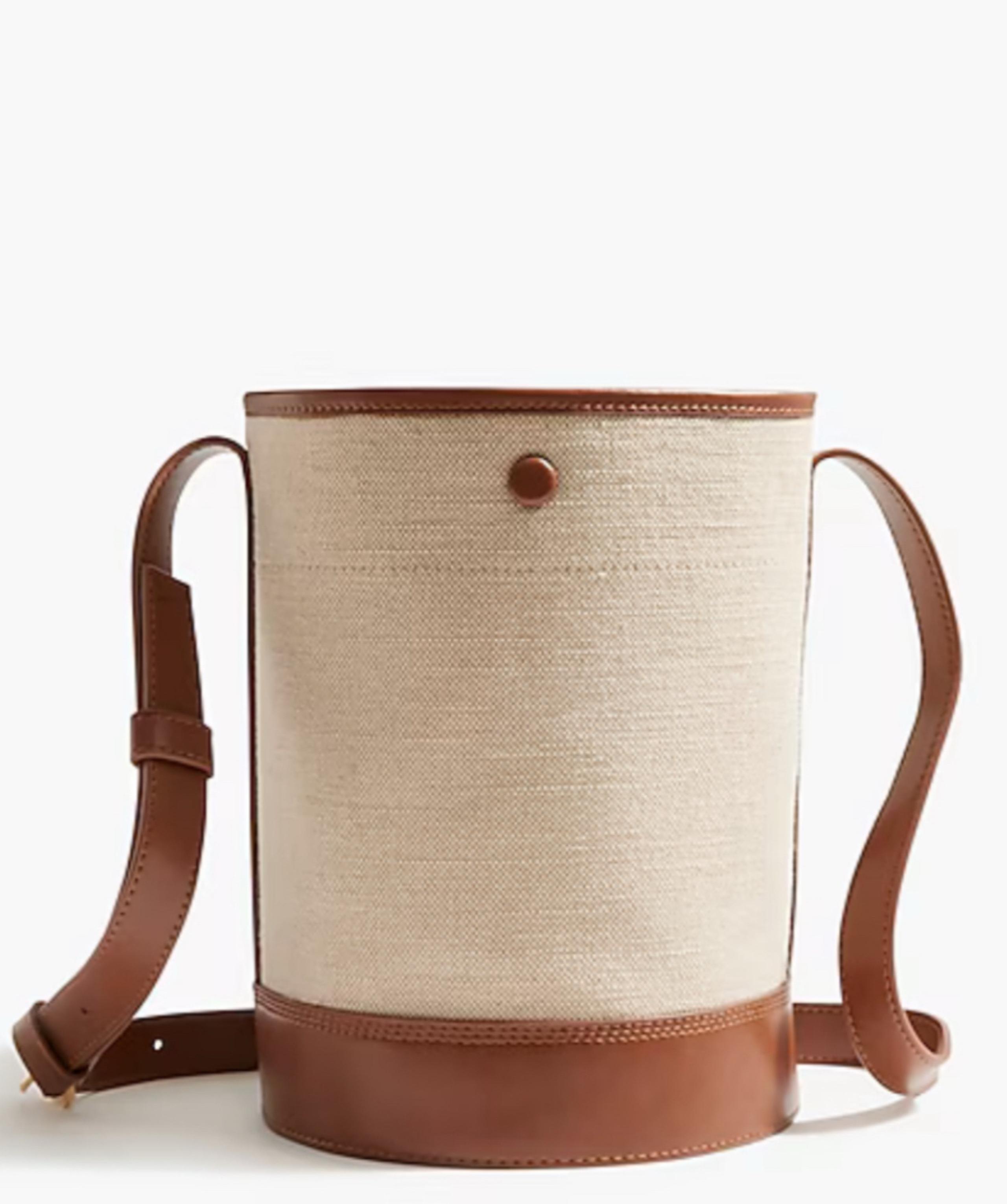 J.CREW CANVAS BUCKET BAG NATURAL/CAMEL