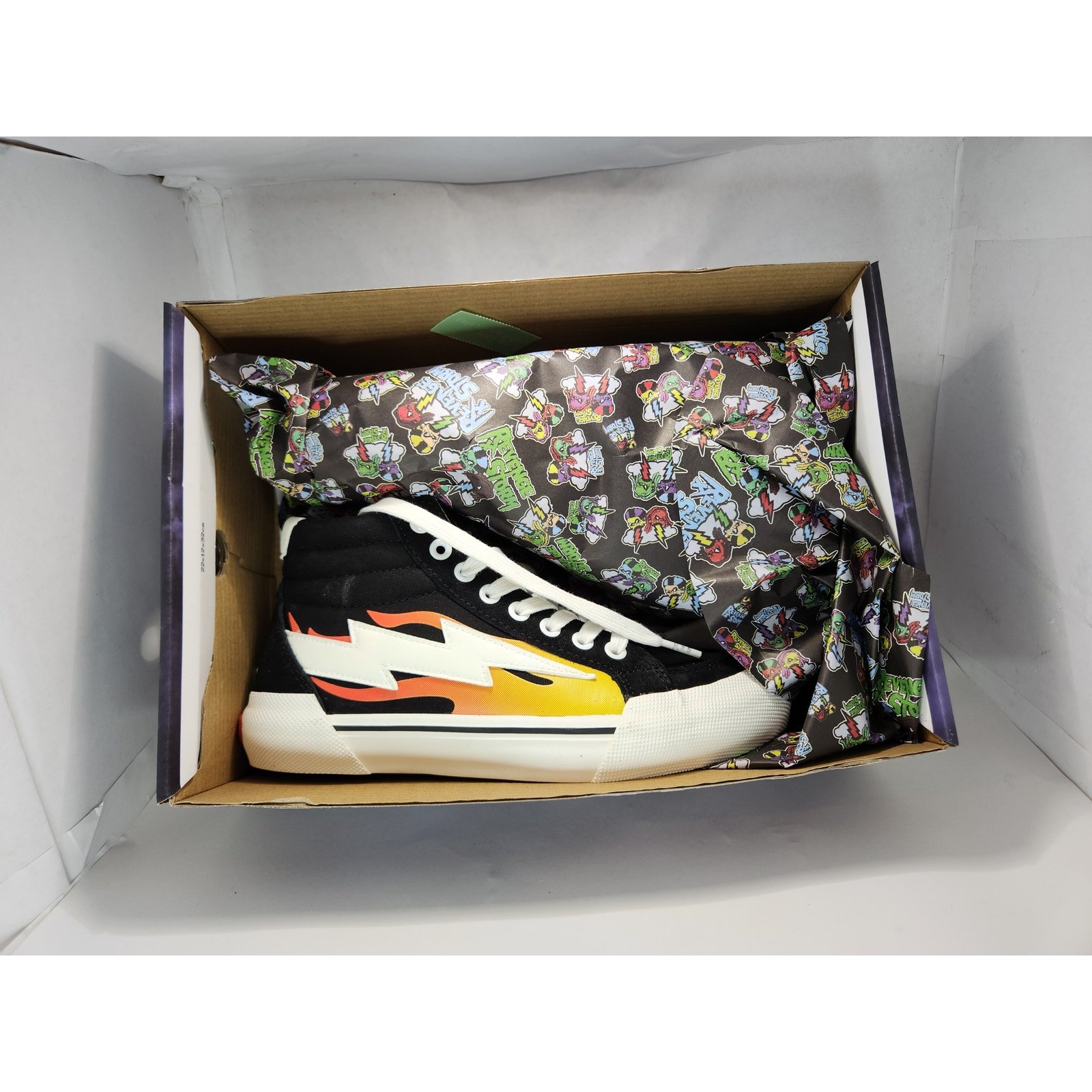 Revenge X Storm Vol. 2 Black Flame Sneakers - Size 5 Limited Edition Streetwear