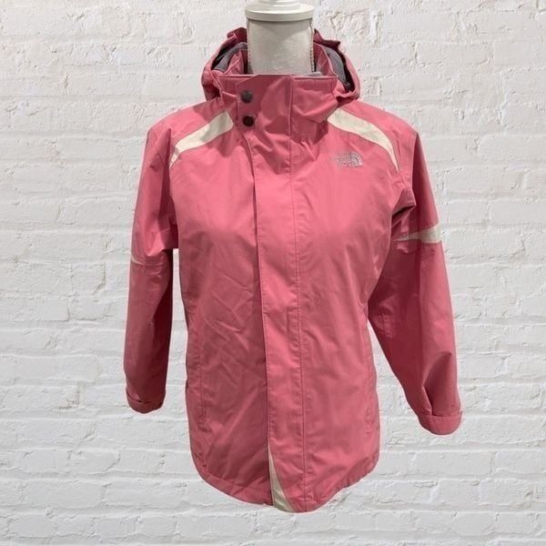 The North Face HyVent Waterproof Youth Pink Gray Full Zip Jacket Size Girls Larg