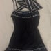 Axes Femme Navy Blue Flower Pearl Polka Dot Ribbon Layering Cami