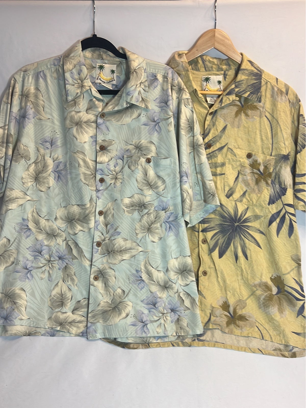 Banana Cabana bundle (2) 100% silk Hawaiian shirts