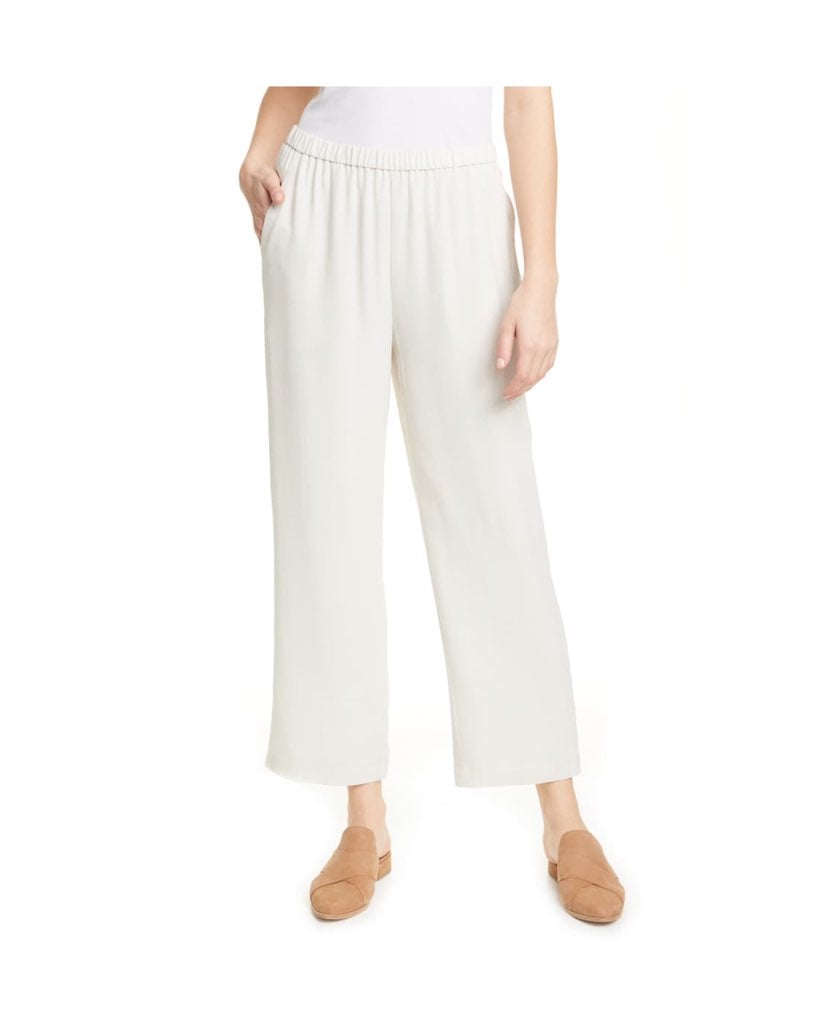 Eileen Fisher Gray Straight Leg Silk pan