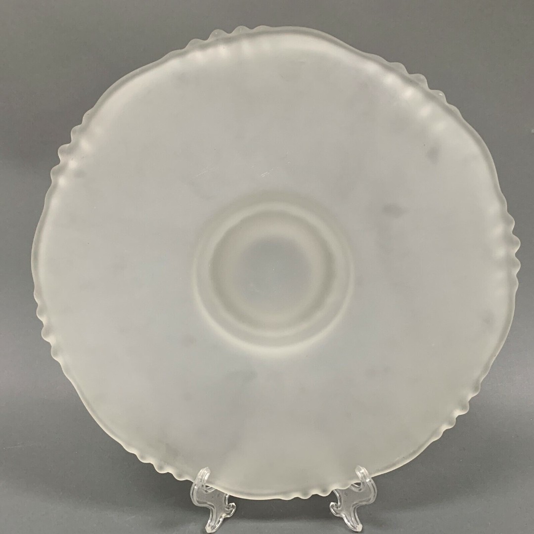 Frost Glass Cake Footed Short Pedestal Plate Dish Stand 13 3/8 x almost 2 High