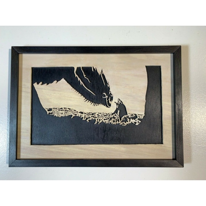 Unique John Snow Dragon Game of Thrones Scroll Saw Wood Art Ready To Hang