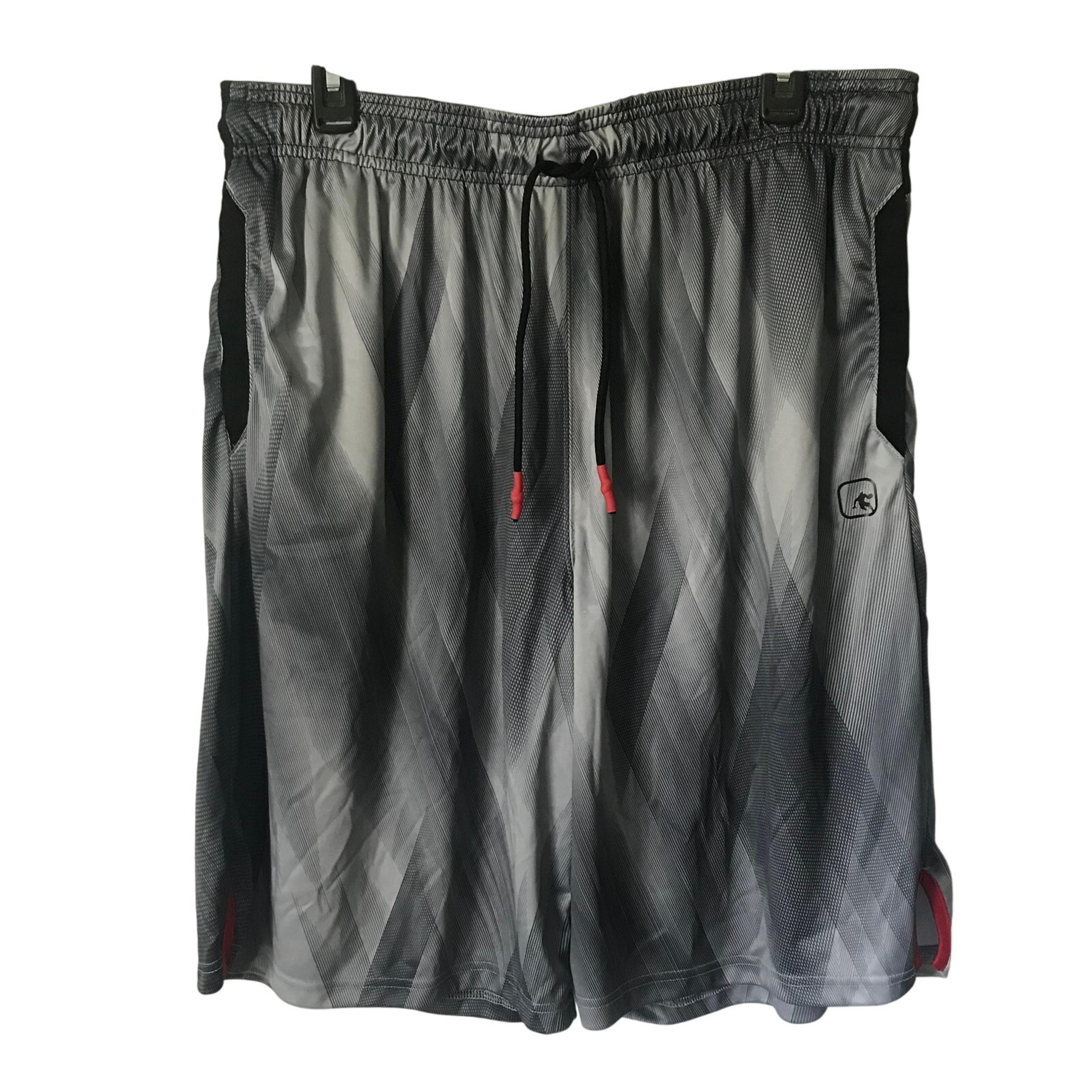 AND1 Shorts Mens Activewear Gray Black Red Basketball Logo Drawstring SIze XL