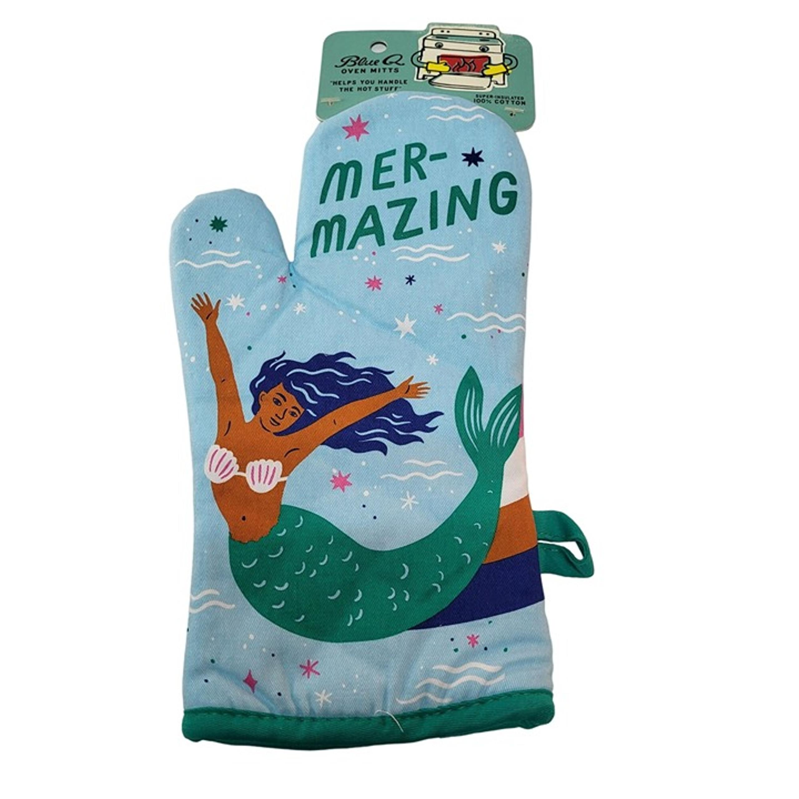 Blue Q Mer Mazing Mermaid Oven Mitt CottonTurquoise Blue Mint Green