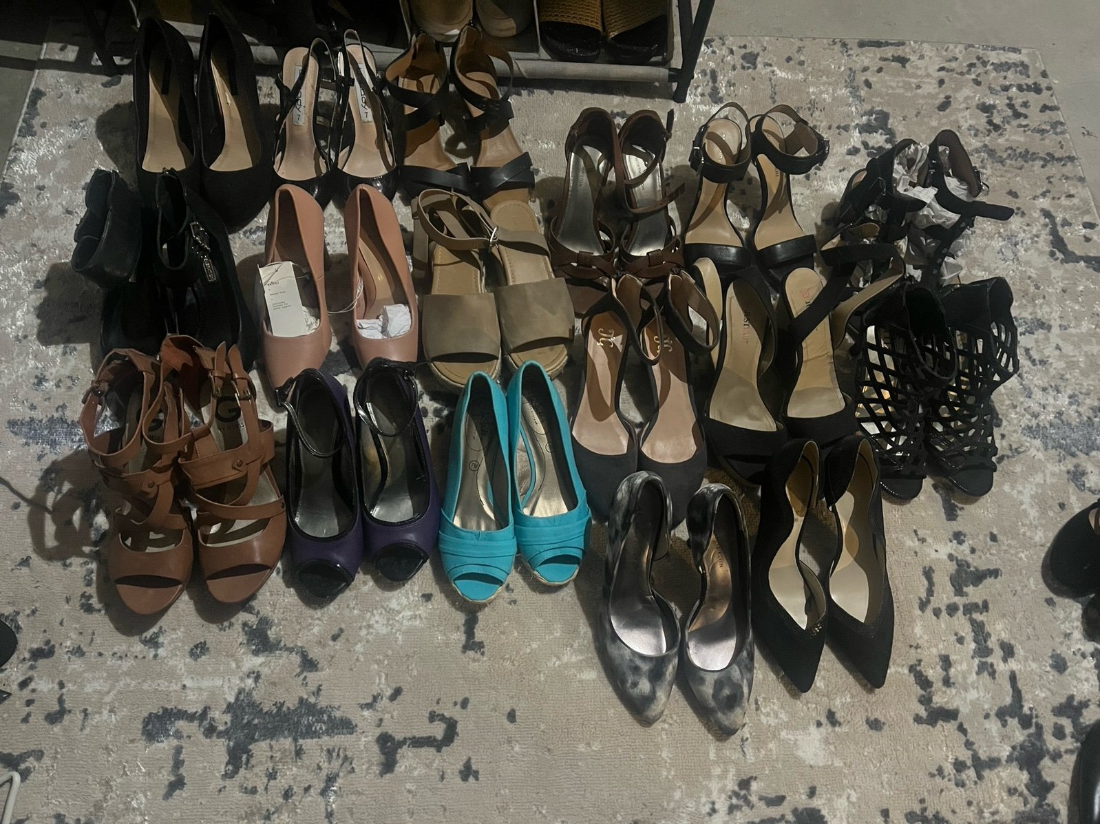 17 pair womens high heels size 7, 7 1/2