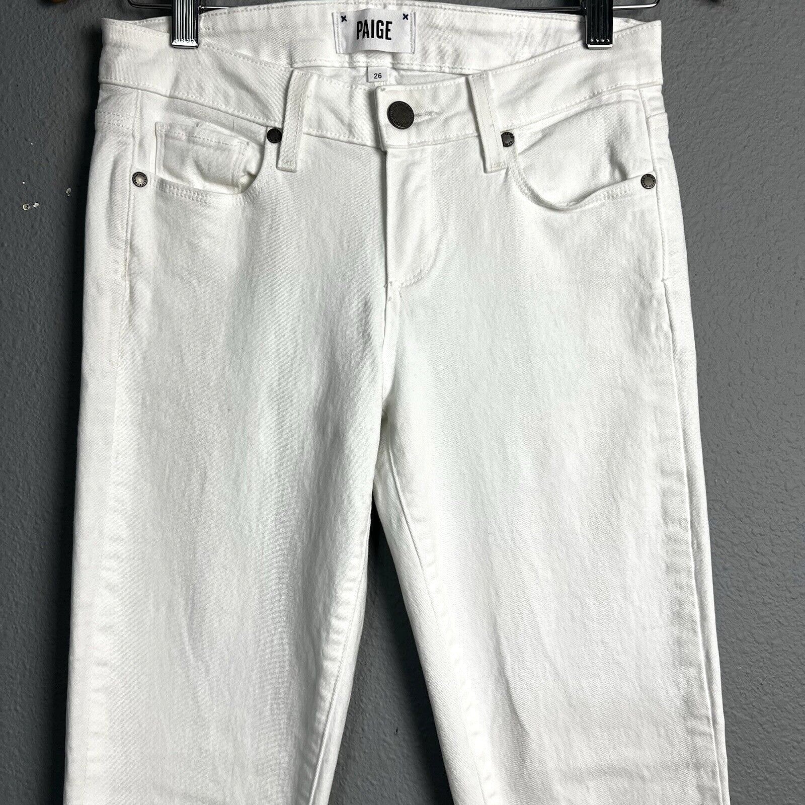 Paige Skyline Ankle Peg Denim Ankle Jeans Size 26 Crisp White Modern Mid-Rise