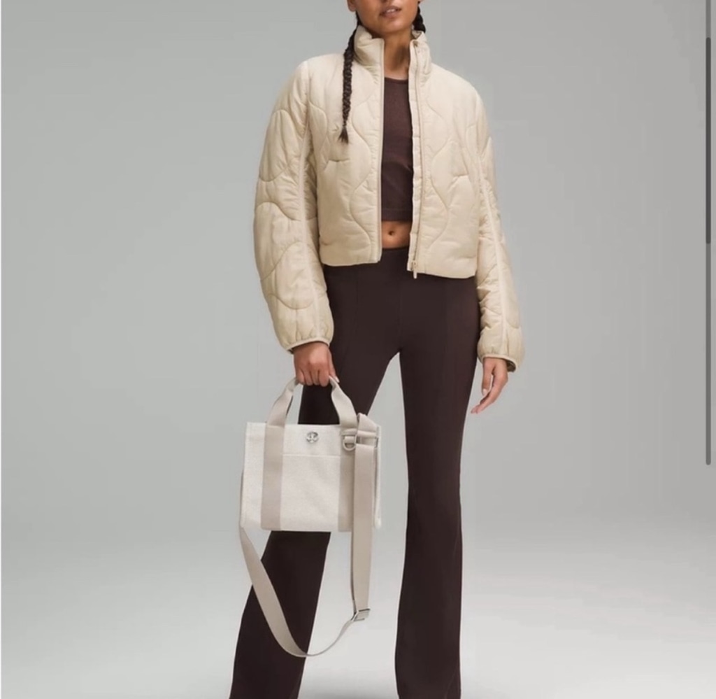 Lululemon Two Tone Canvas Tote Mini Bag 4.5L Mojave Tan/Light Ivory NWT