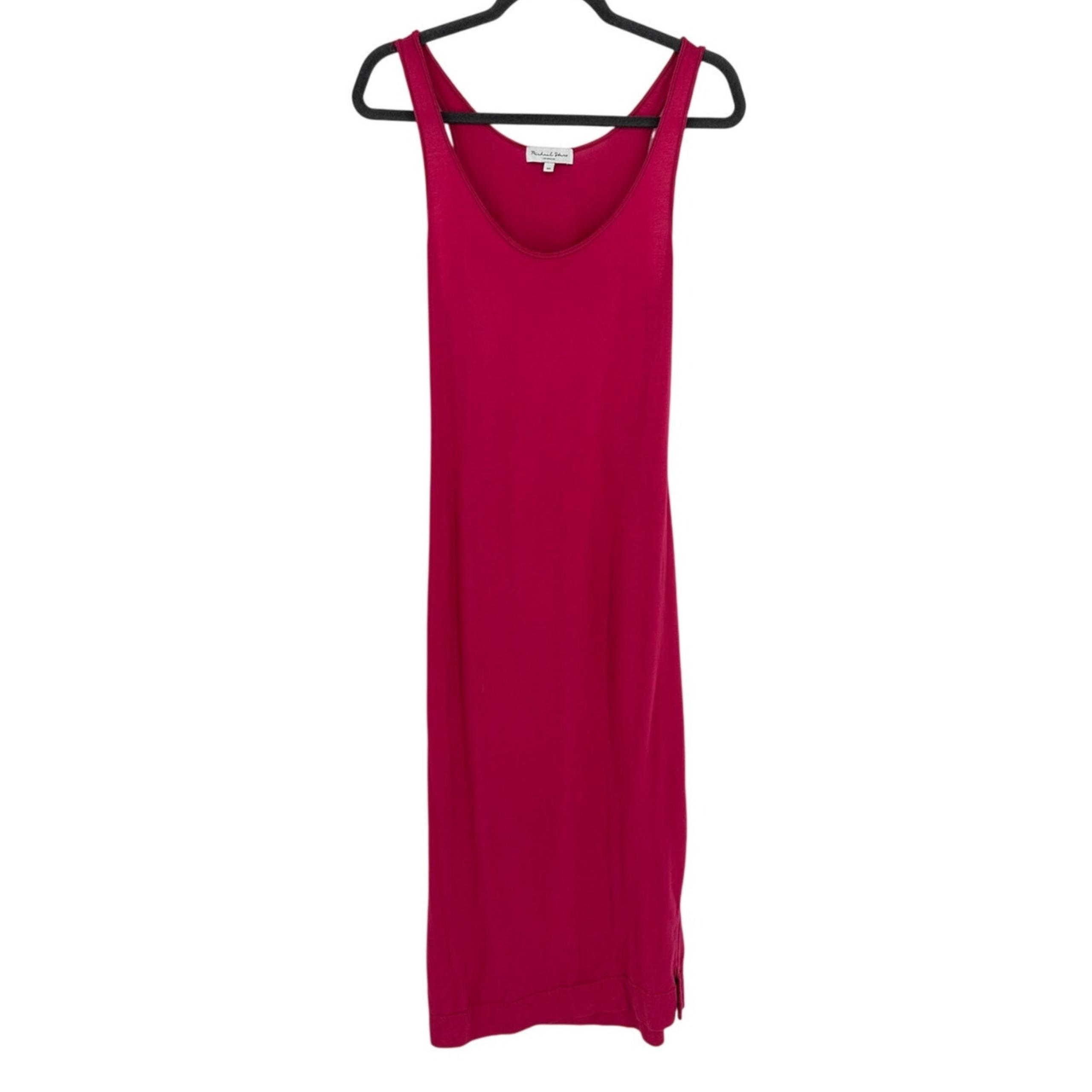 Michael Stars Maxi Tank Dress Pink Scoop Neck Slits Pullover Stretch Summer XS