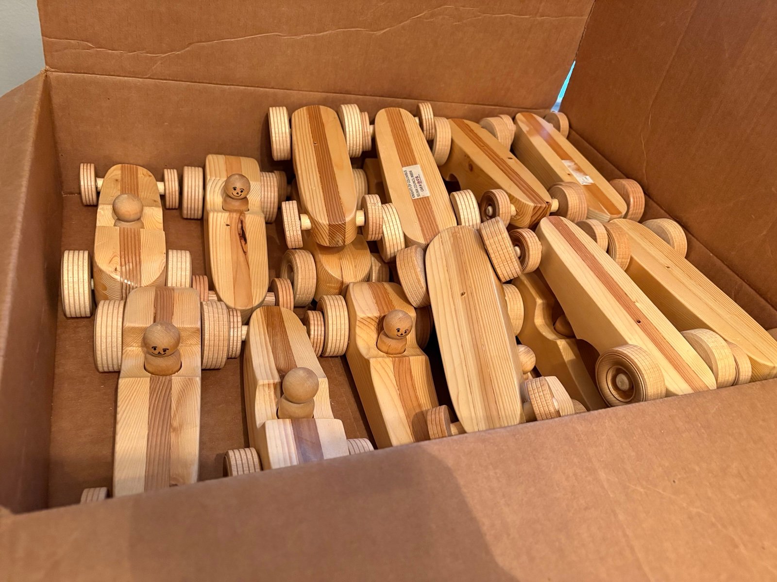 Handmade wooden toy car set