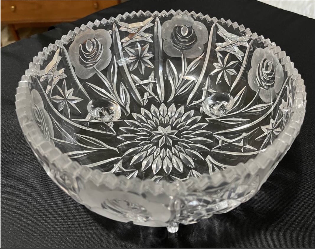 RARE FIND!! Vintage~Beautiful American Brilliant Cut Crystal Bowl